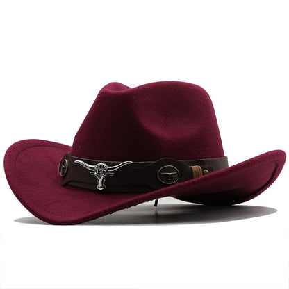 Nouveau chapeau de Cowboy occidental à bord roulé casquette de Cowgirl Cowboy Jazz Fedora chapeaux casquette en feutre avec bande de vache pour femmes hommes enfants