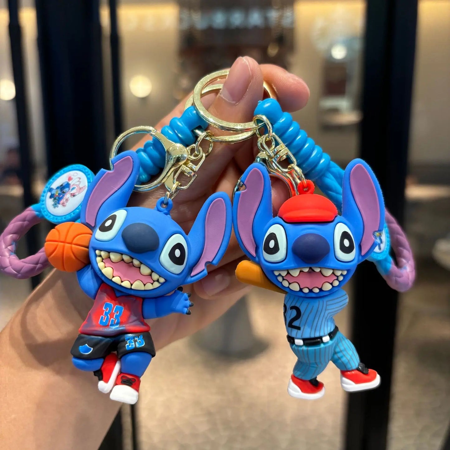 Stitch Wear Sportswear Play Basketball Play Baseball Series Key Chain Backpack Handbag Pendant Decoration Kid Interesting Gift