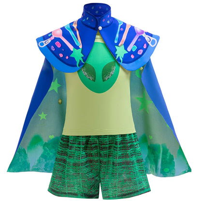 Elio Boys Costume Cosmic Adventure Outfits Alien Anime Movie Cosplay Clothes Boys Tshirt Shorts Cloak Sets Party Carnival Hallow