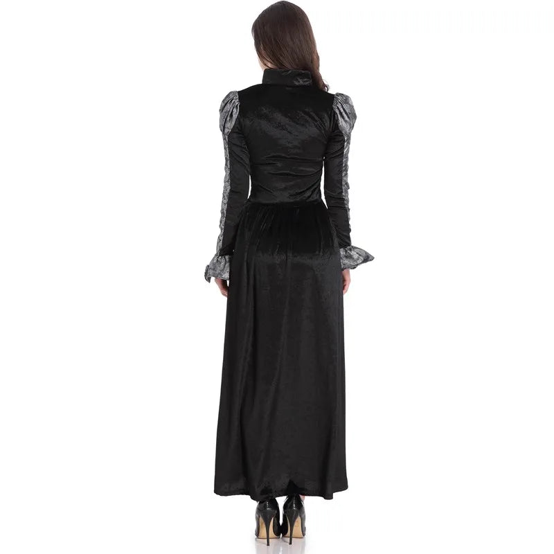 Halloween Jour des Morts Sexy Européen Médiéval Rétro Cour Gothique Reine du Poison Maléfique Vampire Costume Carnaval Fête Diable Sorcière