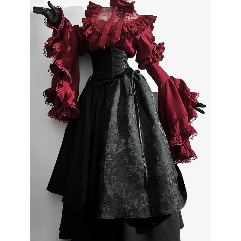 Costume Femme XVIIIe Siècle Princesse Rococo Baroque Victorien Français Rose Foncée Lolita Marie Antoinette Robe de Noël