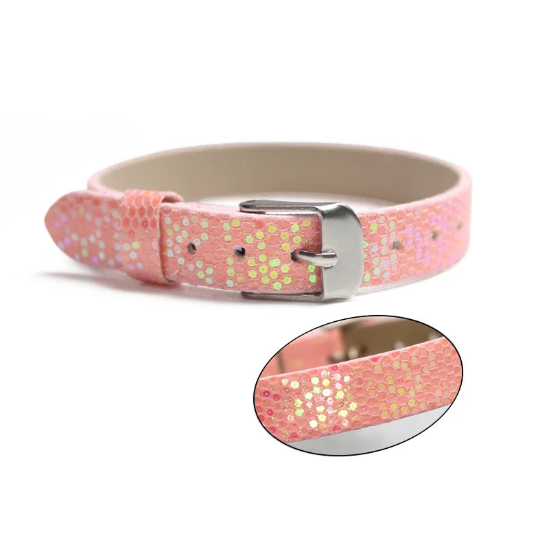 Bracelet à paillettes scintillantes, 8mm de largeur, 21cm de longueur, breloques coulissantes, lettres de l'alphabet, bijoux à bricoler soi-même, cadeau pour femmes et enfants