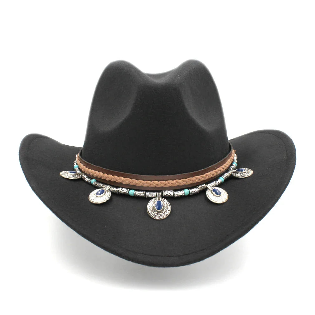 Chapeau de cowboy occidental pour hommes et femmes, casquette de cow-girl d'équitation, feutre à large bord, Fedora Jazz Church Caps Шляпа Chapeau