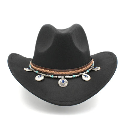 Chapeau de cowboy occidental pour hommes et femmes, casquette de cow-girl d'équitation, feutre à large bord, Fedora Jazz Church Caps Шляпа Chapeau