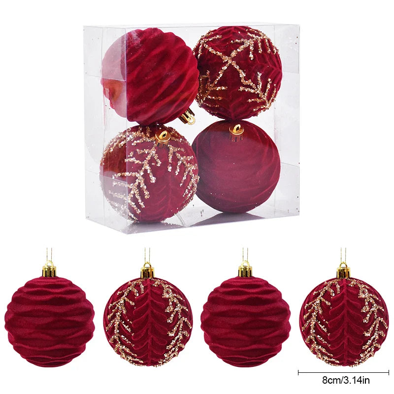 Grandes Boules de Noël Rouge de 8cm, Décorations pour la Maison, Cadeau de Nouvel An, 2024, 2025