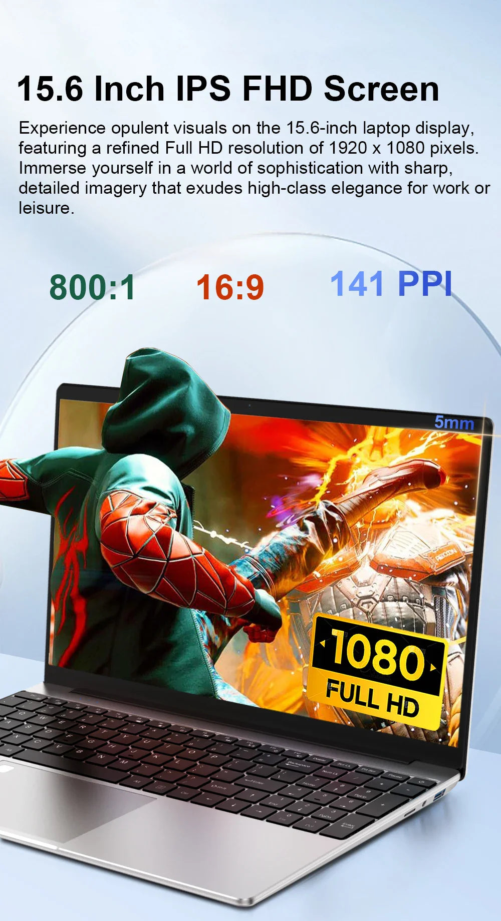 Ninkear N15 Air Laptop 15,6" IPS 1080P IPS Intel N95 3.4Ghz 12GB RAM 512GB SSD General Use Productivity Windows 11 pro Notebook