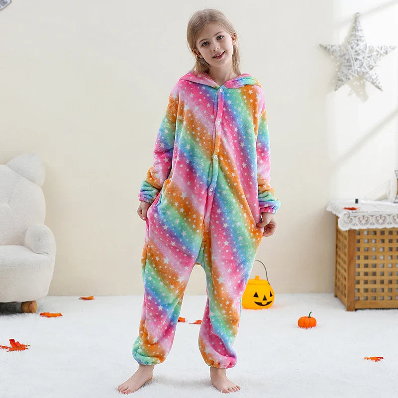 MICHLEY – Combinaison à capuche en flanelle motif Capybara pour enfant, pyjama, grenouillère, déguisement pour Halloween, pour garçon et fille