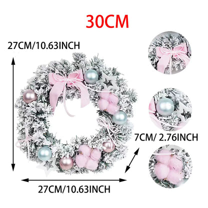30/40cm Pink Snowflake Wreaths Holiday Decorations Wreaths Christmas Wreaths Hanging Ornaments Christmas Atmosphere Decoration