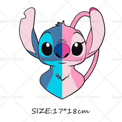 Stitch Lilo Iron on Decals Heat Press Patches Thermal Transfer Stickers for Clothes DIY Ironing Prints