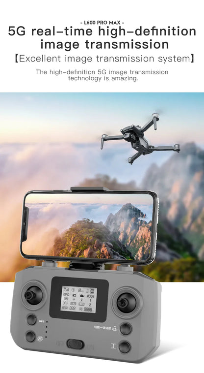 Nouveau Drone GPS L600 PRO MAX/PRO 5KM 4K professionnel HD double caméra 3 axes cardan 360 ° Jouet quadrirotor sans balais pour éviter les obstacles