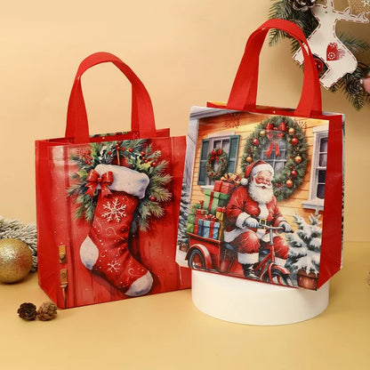4/8 pièces sac cadeau de noël Santa sac Non tissé décorations de noël pour la maison 2025 cadeaux de noël Navidad Noel sac d'emballage du nouvel an