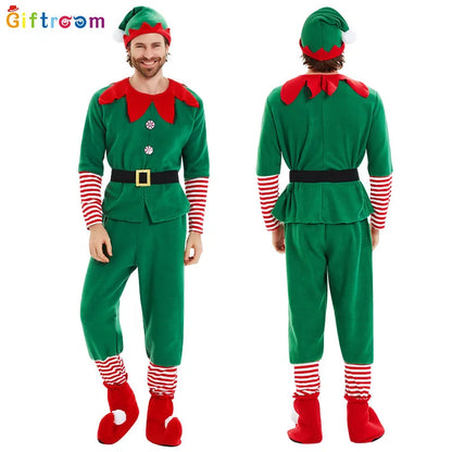 Children and adults Christmas elf costumes, Santa Claus costume sets, green elves, Halloween cosplay in 2026,