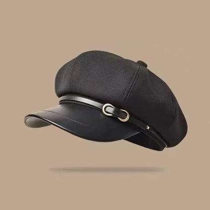Béret de Style britannique rétro pour femmes, casquette de journal octogonale polyvalente pour grande circonférence de la tête, chapeau de printemps et d'automne