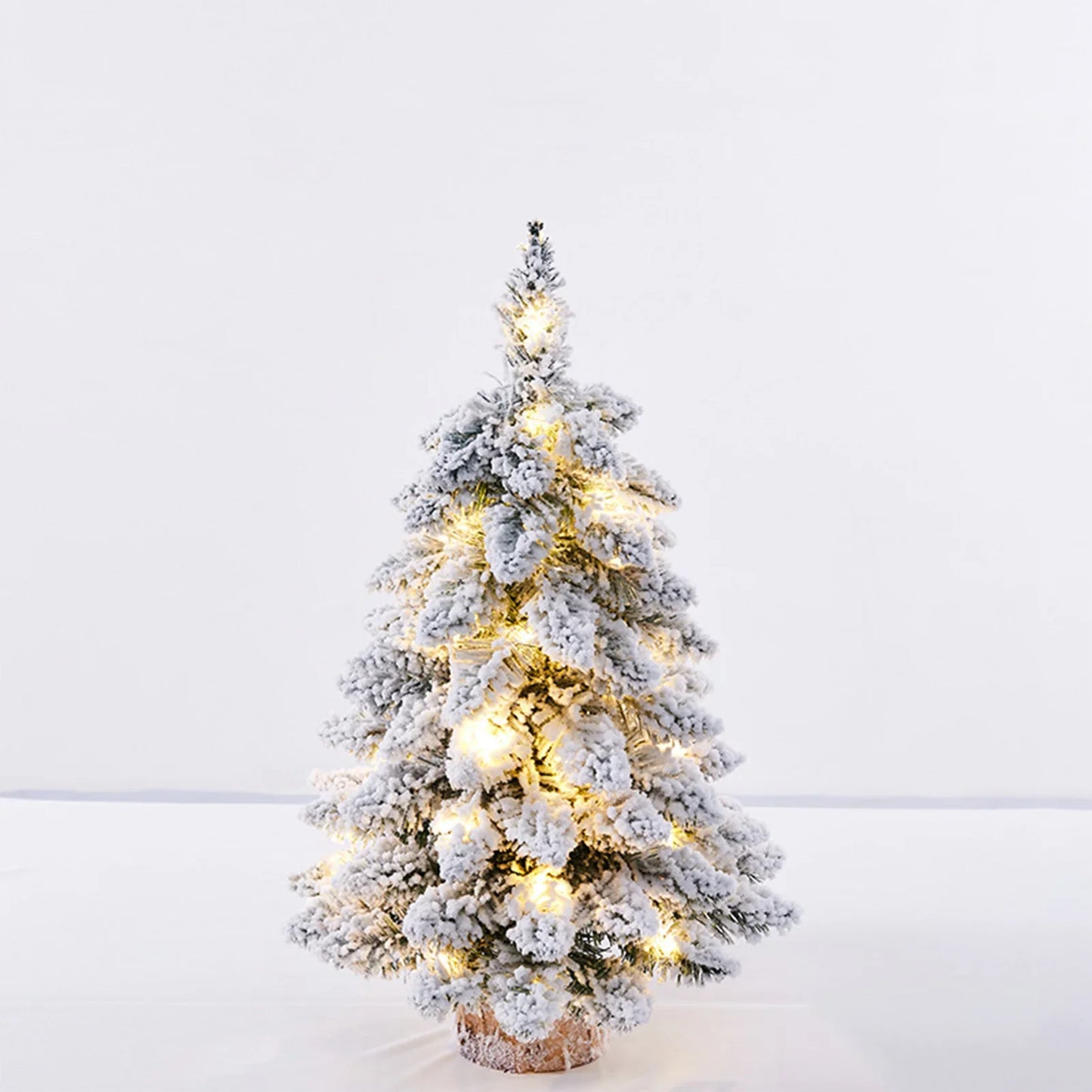 Arbre de Noël nordique de 45/60 cm, ornement d'arbre flocon de neige exquis, arbre floqué lumineux, accessoires de décoration pour le Nouvel An et les fêtes de Noël