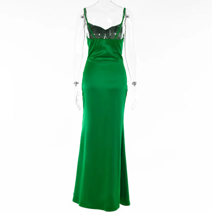 Sexy Backless High Slit Long Dress Camisole Socialite Style Evening Gown for Women New Arrivals
