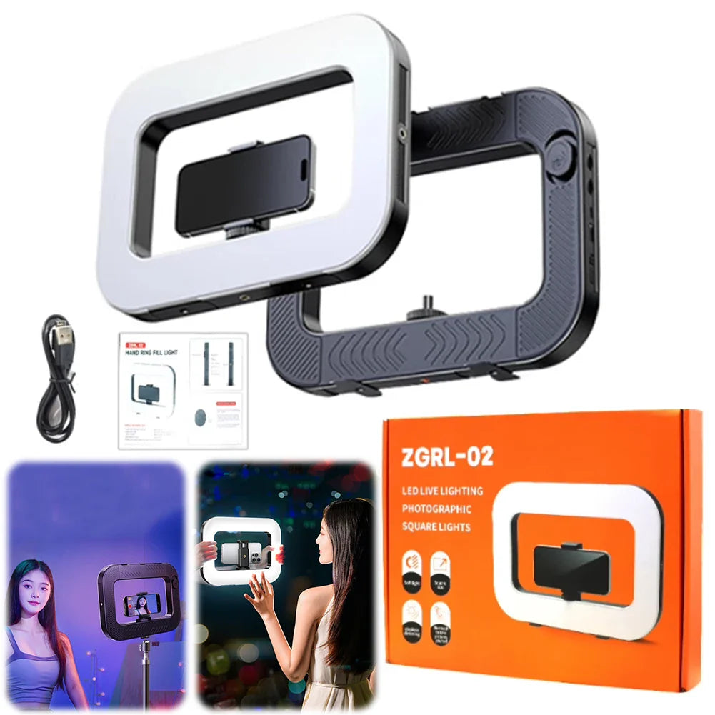LED Phone Light Light Cell Phone Handheld Stabilizer W/ Ring Light for Camera Smartphone YouTube