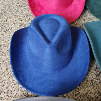 Classic Suede Leather 7.5CM Western Cowboy Women's Fedora Hat Men's Church Jazz Hat Fashion Travel Party Hat Denim Hat 2025
