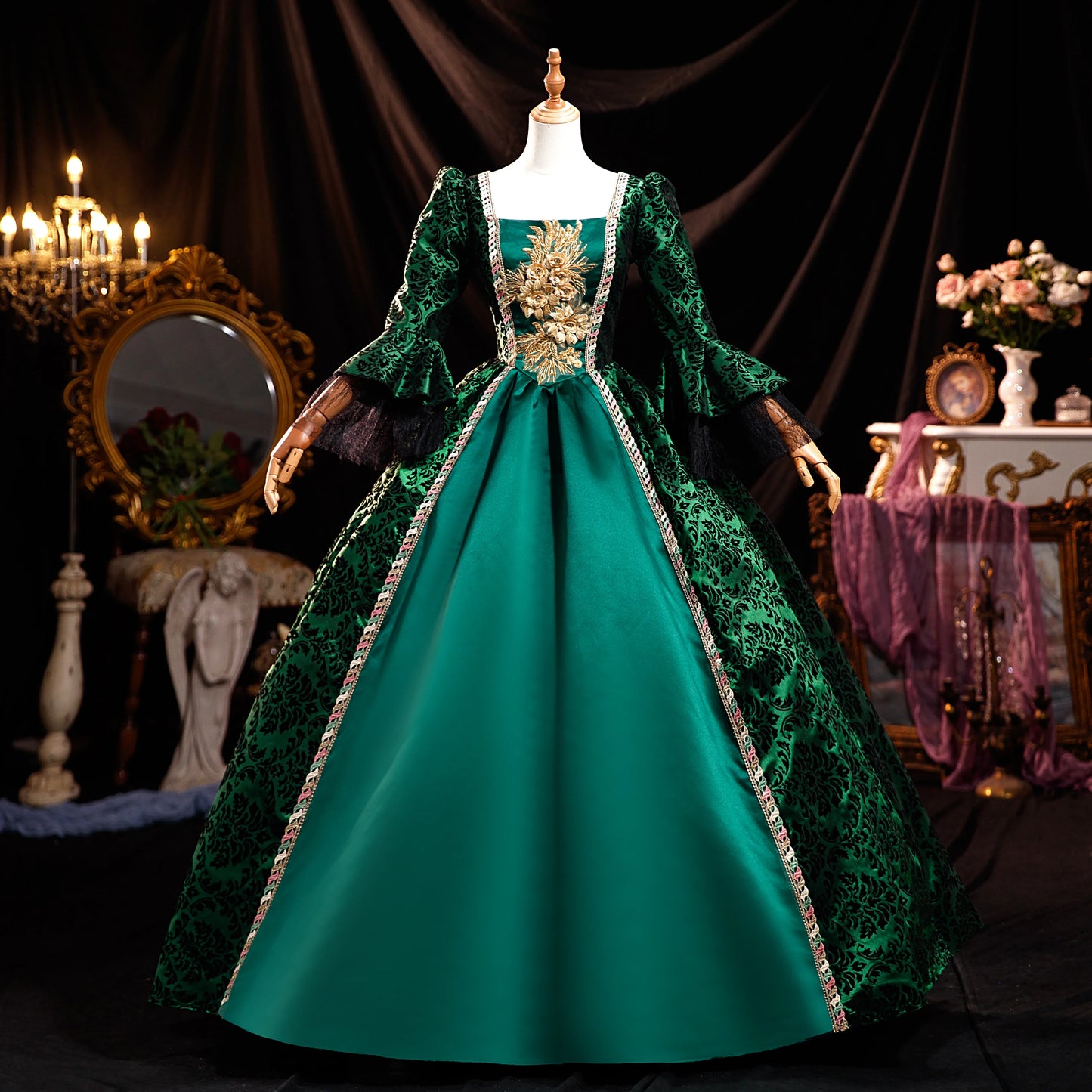 Baroque Ball Gown - Historic Princess Dress - Versailles Dress - Marie-Antoinette Style in Georgian Satin for Adults, Victorian Party Dress for Women