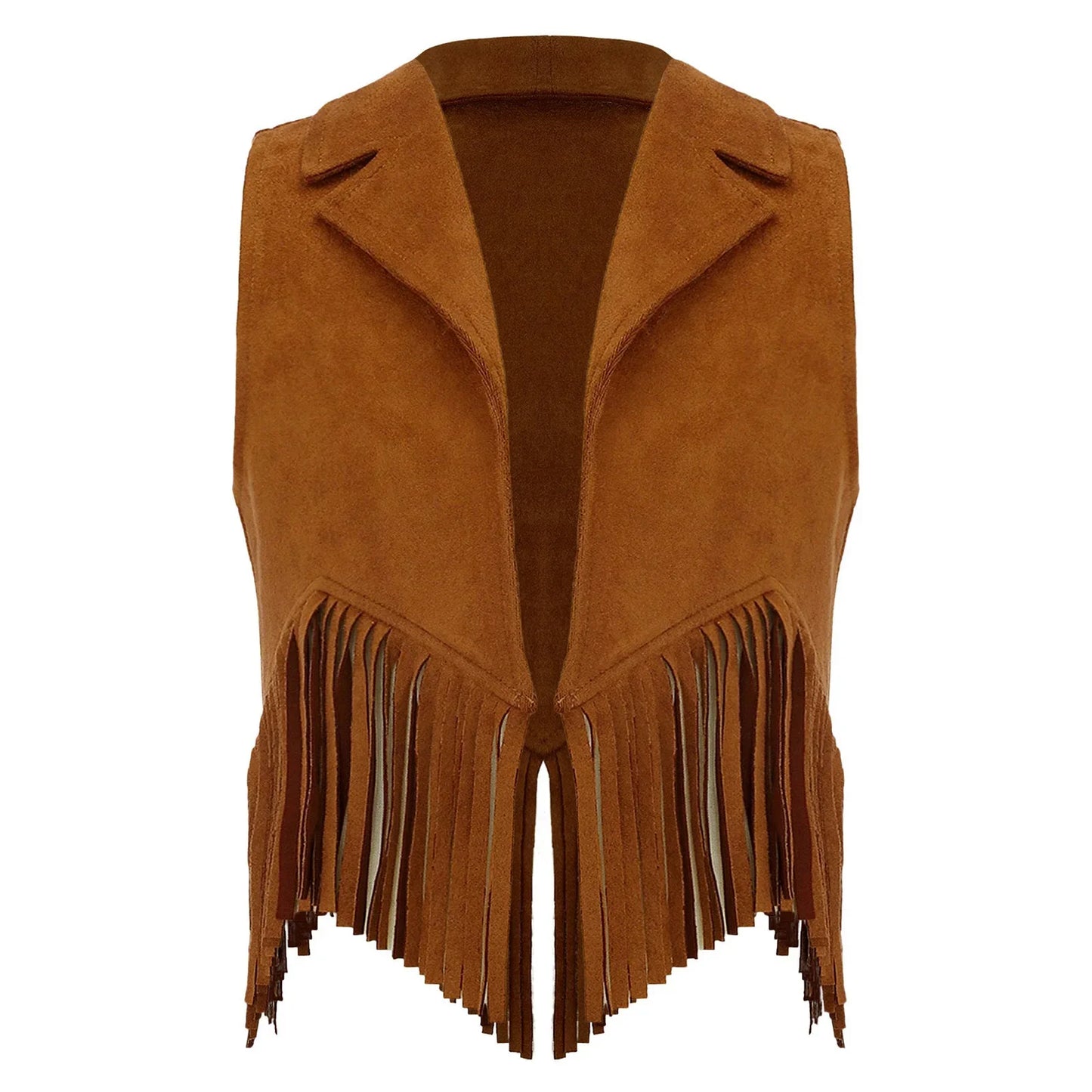 Costume de Cowgirl occidental en daim pour enfants, gilet à franges avec pompons, vêtements de danse, jeu de rôle de fête, gilets de Cowboy