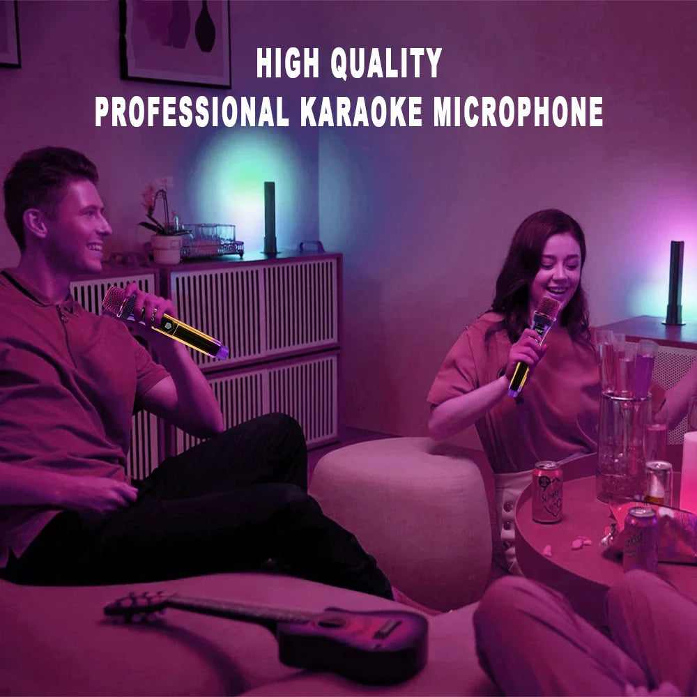 Professional 2 Channel DJ Karaoke Wireless Microphone System With Colorful purple mic Wireless Rechargable Receiver for Party DJ