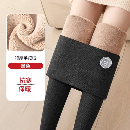 Women's Wool Leggings, Outer Wear, Fall Winter, Plus Size, Added Wool, Thick, Extra-Thick, Warm, Slimming, Cotton Thermal Pants