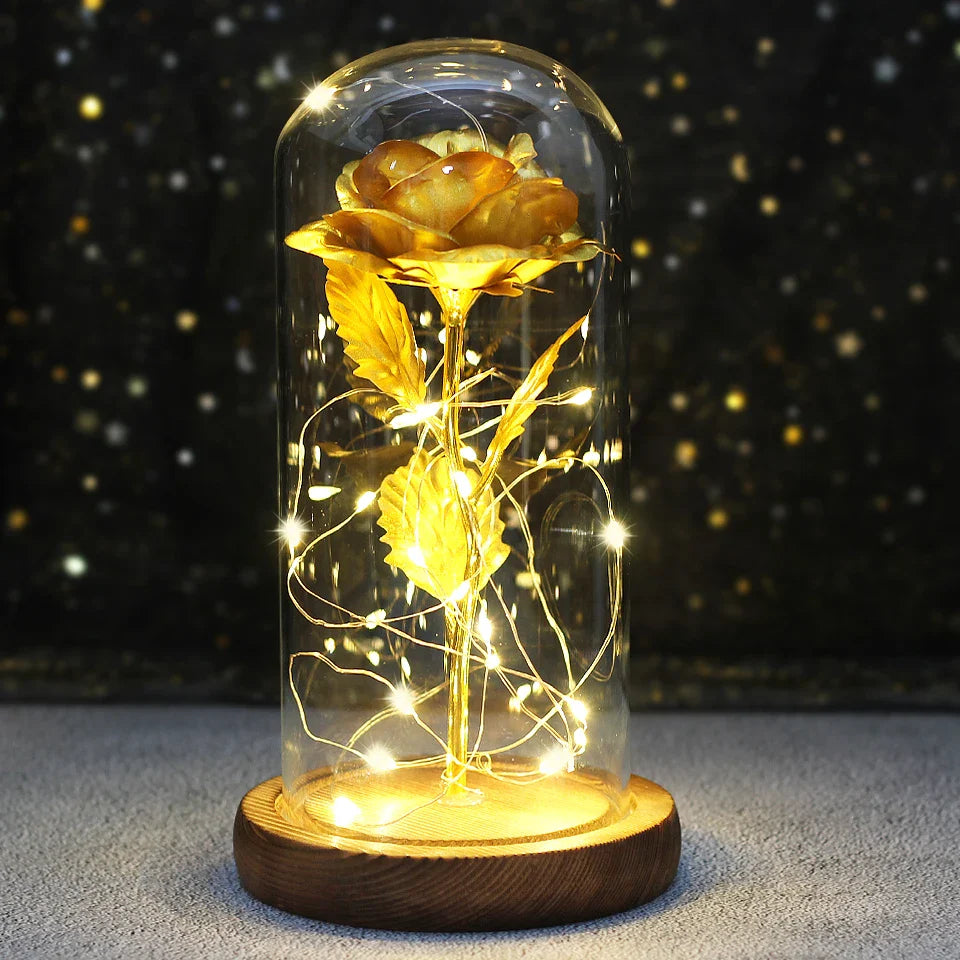 Fleurs lumineuses LED enchantées avec la Belle et la bête, dôme de roses décoratif pour mariage, saint-valentin, cadeau de fête des mères
