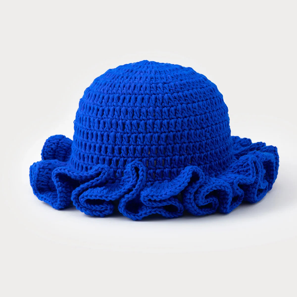 Chapeau seau à volants en Crochet coloré, chaud et extensible, en tricot, pour célébration du nouvel an, mode femme, bonnet fait à la main, outil tentacule