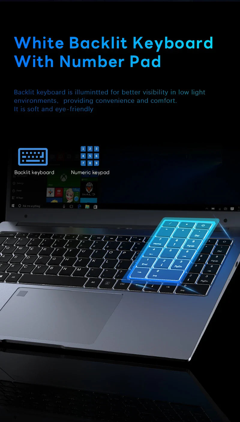 BYONE 15.6 Inch IPS Screen Laptop 8GB RAM Intel 11th N5095 Netbook Windows 11 Pro Gaming Office Notebook Business Pc Portable