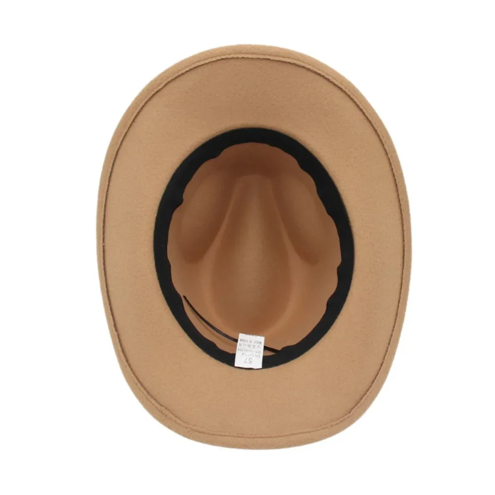 Chapeau de cowboy occidental en feutre pour enfants, accessoires de tête de bœuf, bande de vache, style tibétain, chapeau haut de forme ethnique, bord enroulé souple, casquette de cow-girl