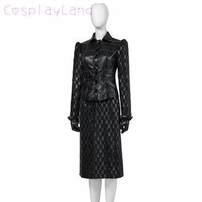 Cruella Costume Halloween Evil Queen Cosplay Outfit Black Fashion Lady Dresses Fancy Emma Formal Suit Jacket Skirt Gloves