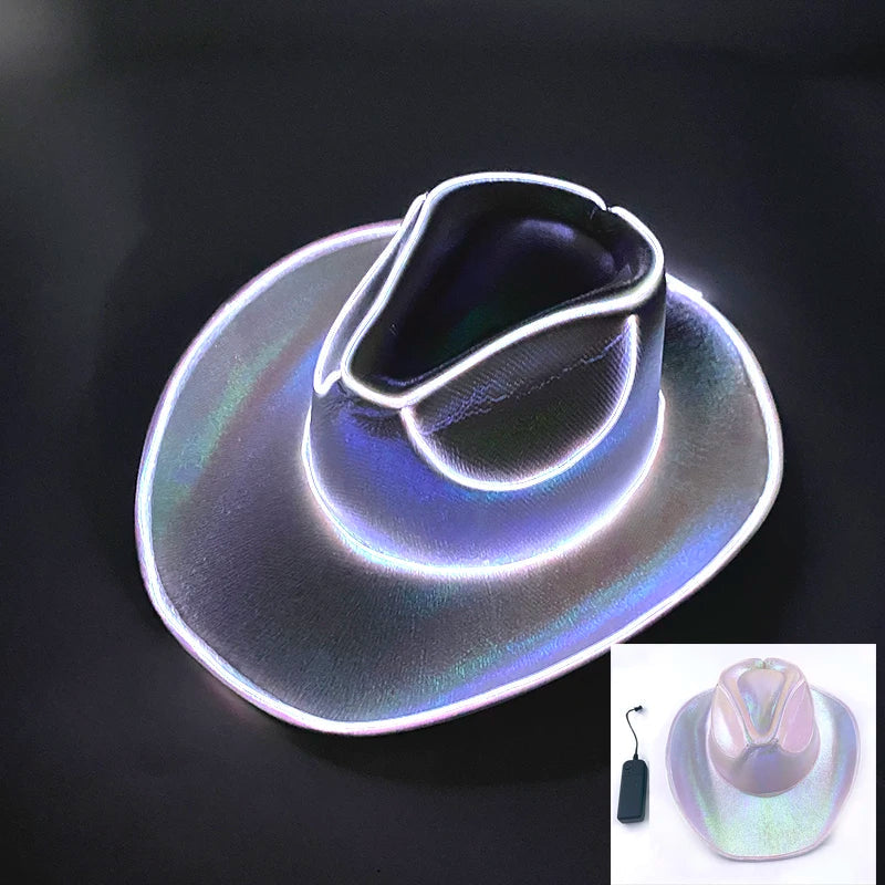 Chapeau de Cowboy nacré, Costume de danse, casquette de Cowgirl scintillante, pour boîte de nuit néon, nouvel arrivage