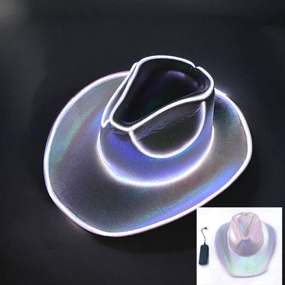Chapeau de Cowboy nacré, Costume de danse, casquette de Cowgirl scintillante, pour boîte de nuit néon, nouvel arrivage