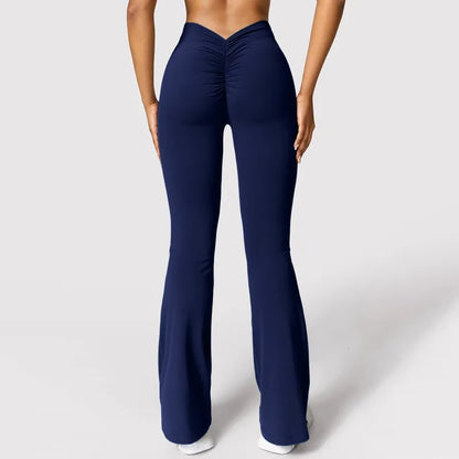 Mode Micro corne Leggings femmes v-back taille pantalons de sport taille haute Push Up fesses pantalons de sport solide mince Leggings décontractés