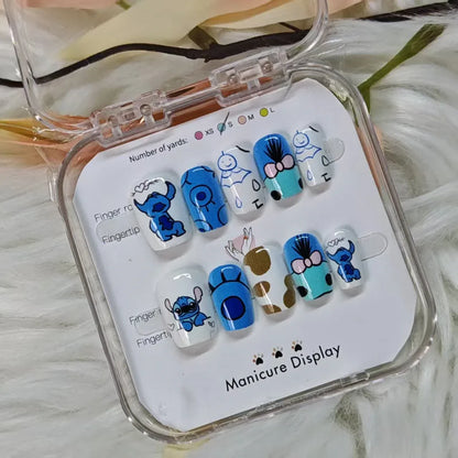 Stitchou Fake Nails Cute Stitchou Press on Nails Easy To Wear Manicure Kids & Adults Fun Colorful Perfect for Daily & Party Looks