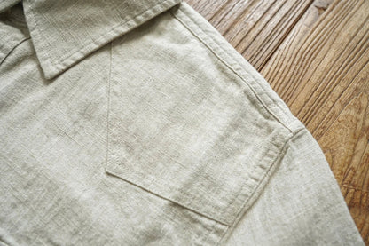 Chemise en lin Western Sle pour homme, décontractée, à manches longues, de couleur unie, coupe ample, col classique, boutonnée, tendance, kaki