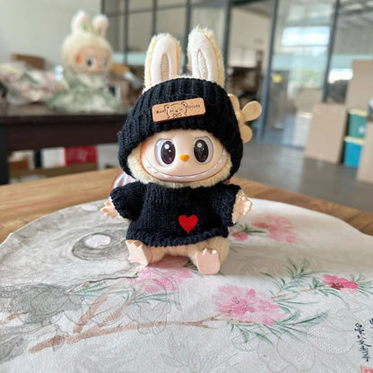 [Clothes only] Second-generation blind box Rabub sitting party doll clothes LABUBU love sweater bear label hat