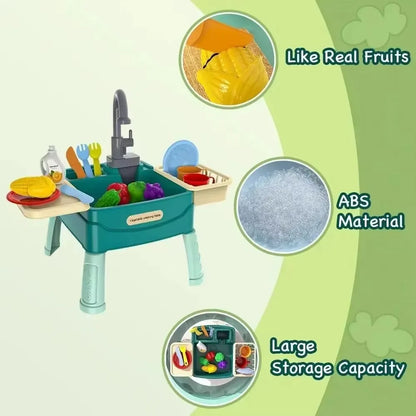 Jouets de jeu pour enfants à la maison Éducation précoce Simulation de cuisine Lave-vaisselle électrique Table de lavage de légumes avec sortie d'eau