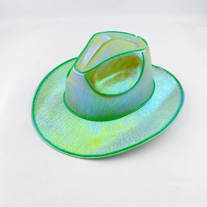 Chapeau de Cowboy nacré, Costume de danse, casquette de Cowgirl scintillante, pour boîte de nuit néon, nouvel arrivage
