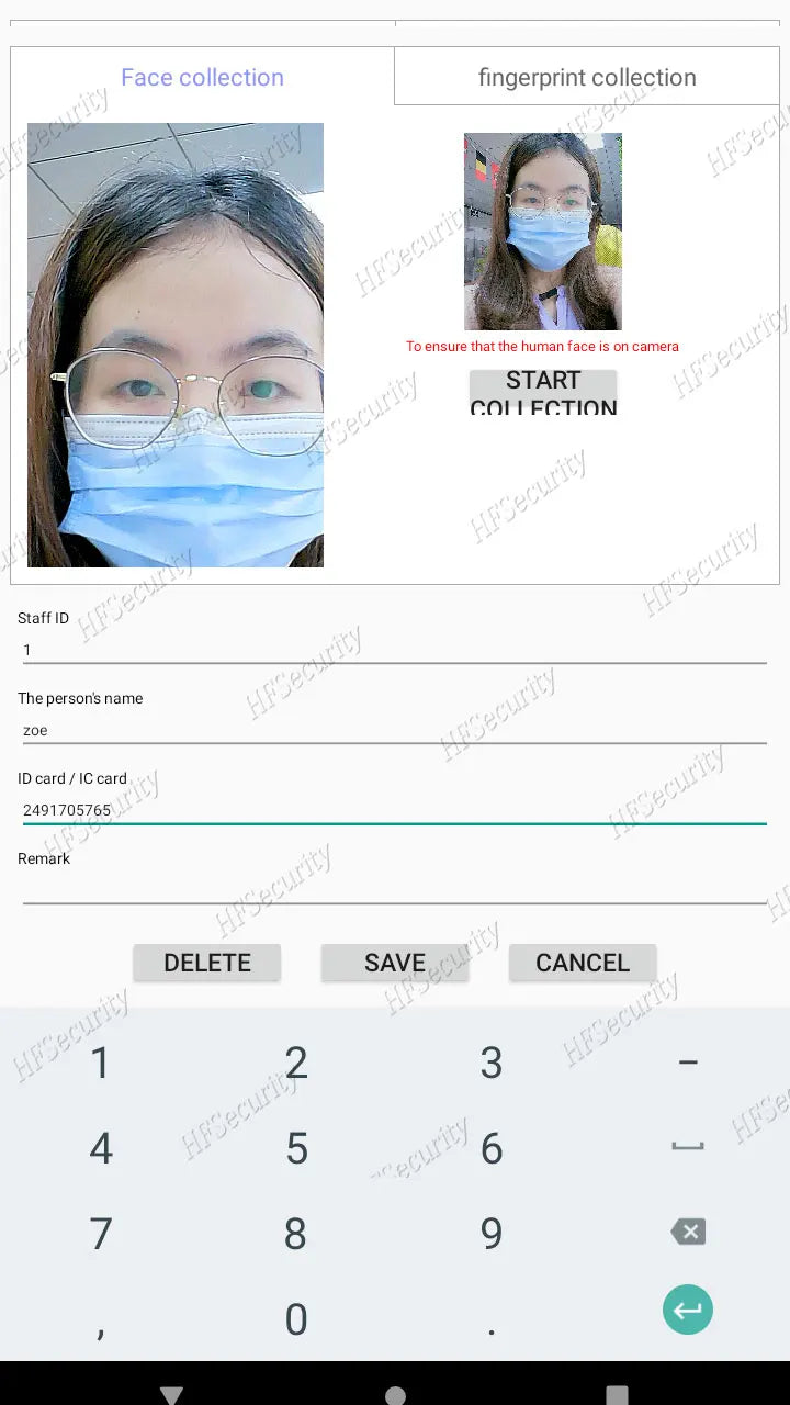 HFSecurity FR05 Lecteur de carte RFID et de reconnaissance faciale tout-en-un avec Wifi, système de contrôle d'accès de présence, lecteur de détection de visage