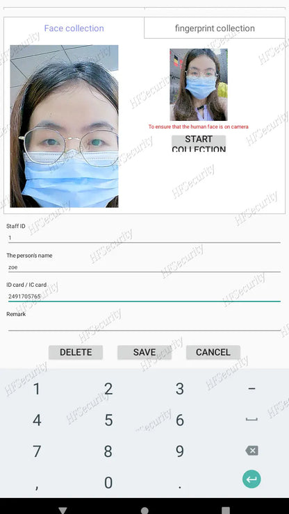 HFSecurity FR05 Lecteur de carte RFID et de reconnaissance faciale tout-en-un avec Wifi, système de contrôle d'accès de présence, lecteur de détection de visage