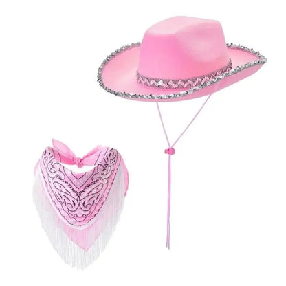 Ensemble chapeau écharpe Cowgirl 31BB, écharpe Cool pour Festival musique, fête costumée