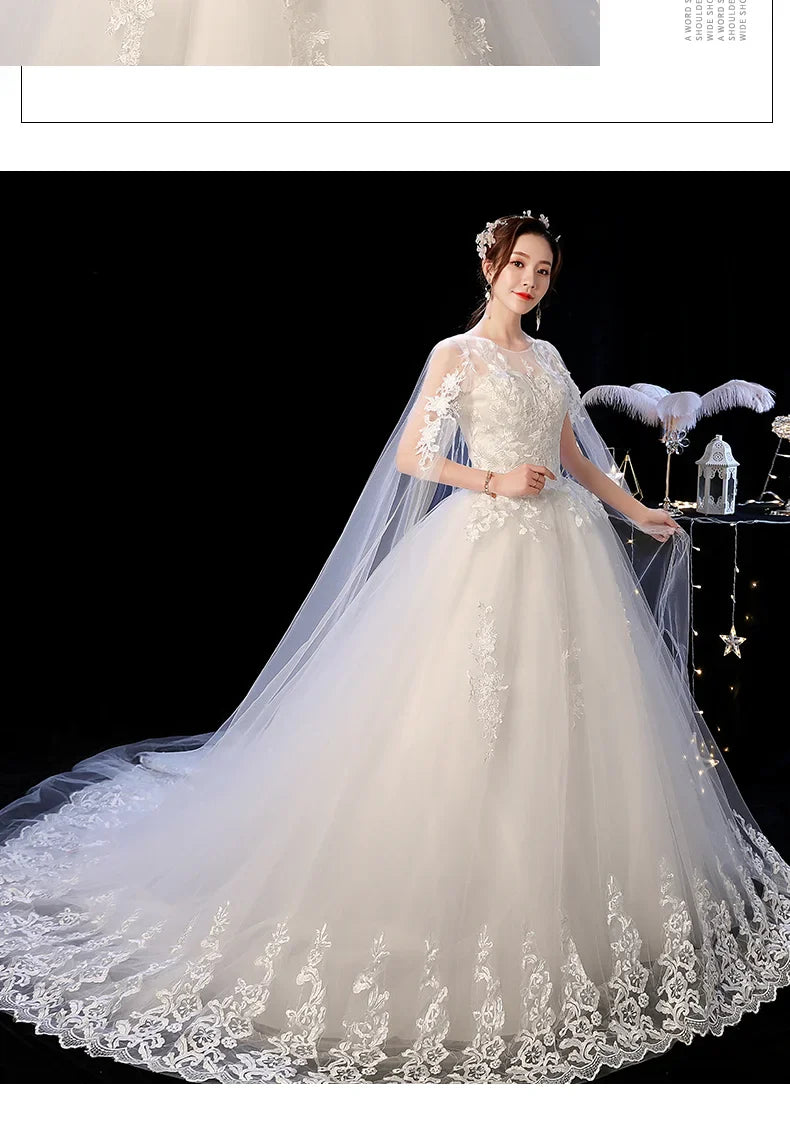 Robe de mariée personnalisée à lacets, broderie, traîne, princesse, vintage, grande taille, robes de bal