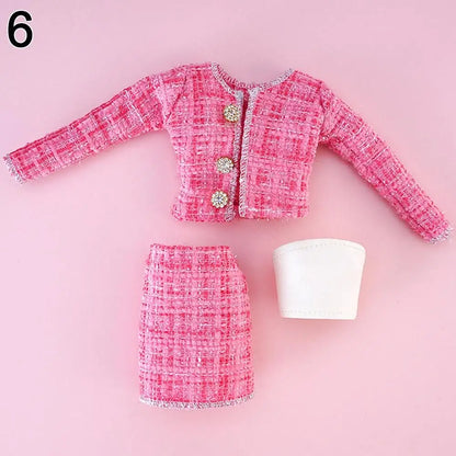 For 1/6 Doll Clothes 29~32cm Doll Plush Coat Skirt Doll Winter Dress Girl Coat Handmade Casual Wear Set Doll Accessories Gift