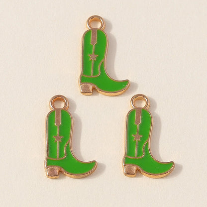 Leslie 10 pièces jolies filles bottes de cowboy et chapeau breloques pendentifs pour la fabrication de bijoux collier boucles d'oreilles bricolage Cowgirl chapeau charme cadeaux