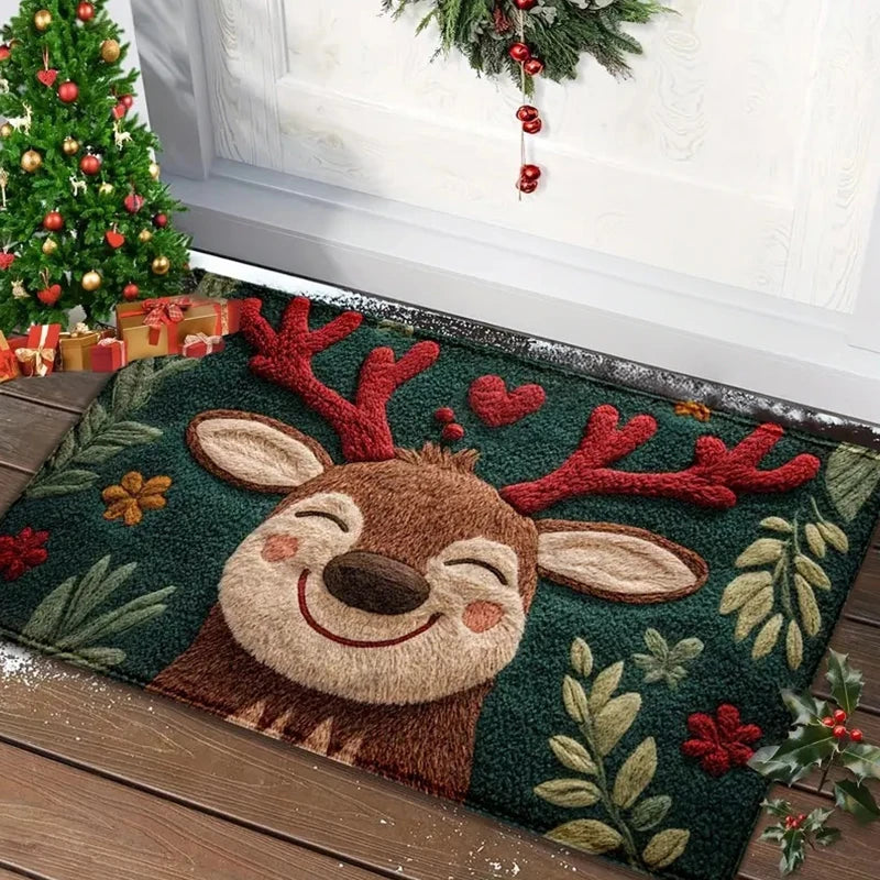 Tapis de porte de noël rouge, père noël, extérieur, intérieur, bonhomme en pain d'épice, nouvel an, joyeux noël, décoration de tapis de pied pour la maison