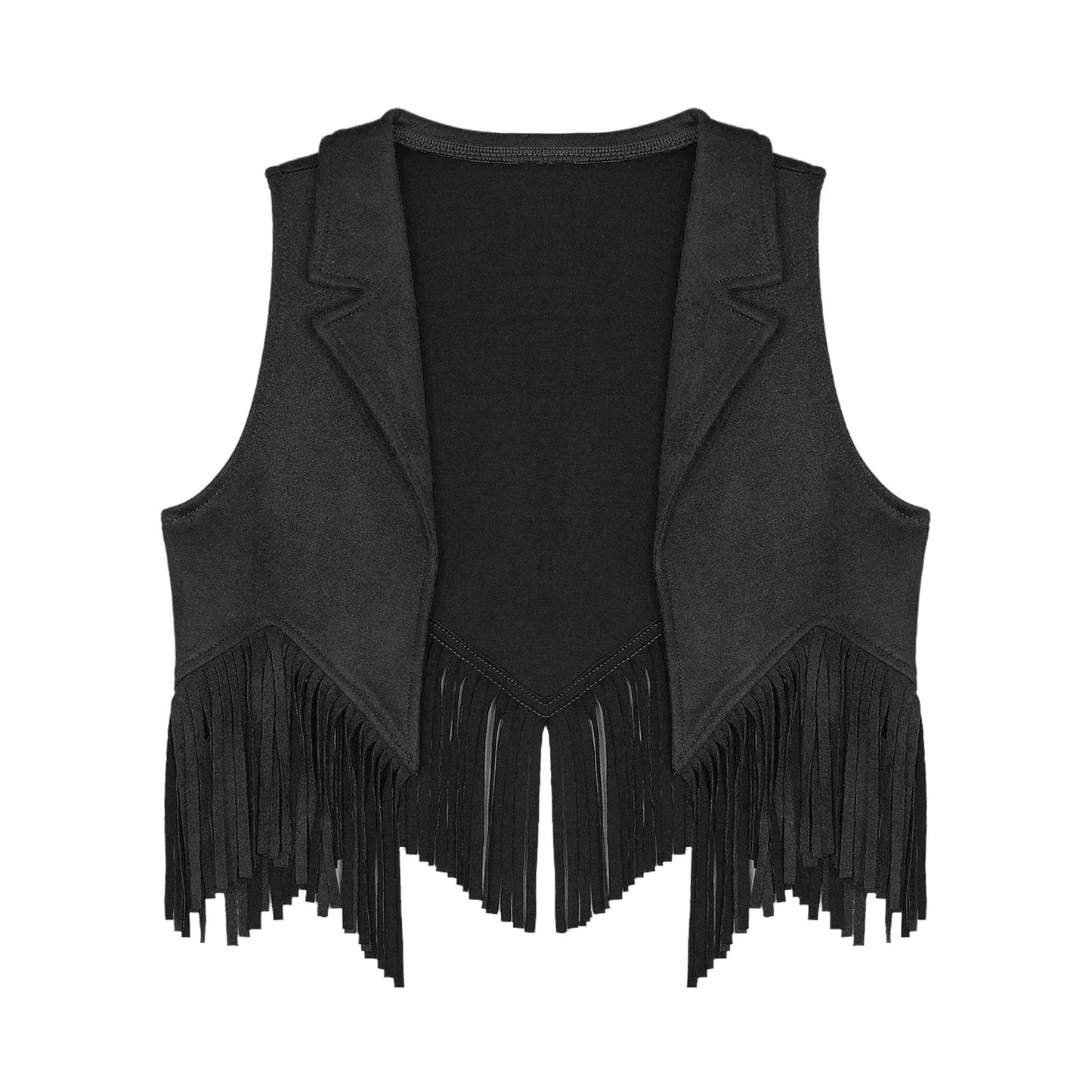 Costume de Cowgirl occidental en daim pour enfants, gilet à franges avec pompons, vêtements de danse, jeu de rôle de fête, gilets de Cowboy