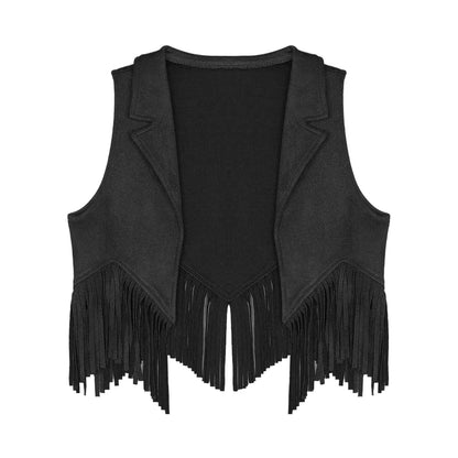 Gilet de Cowboy occidental pour enfants, garçons et filles, Costume de Cosplay d'halloween, pompon en daim, manteau ouvert sur le devant, hauts