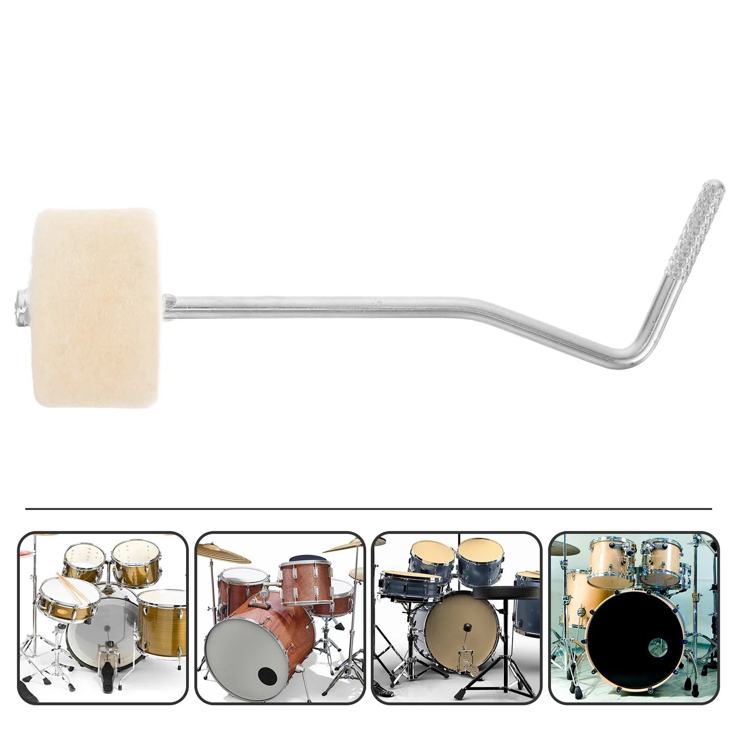 Batteur de grosse caisse, tête en feutre métallique Durable, son clair, pédale, marteau, accessoires de tambour, pratique pour étudiants et professionnels