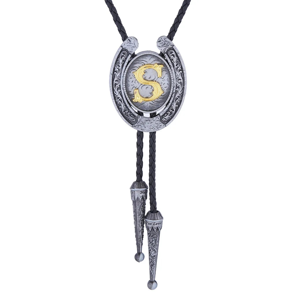 RechicGu-26 lettres Bolo pour homme, style western, cow-boy, cow-girl, cravate en cuir, collier rodéo, bijoux cadeaux, Dropshipping