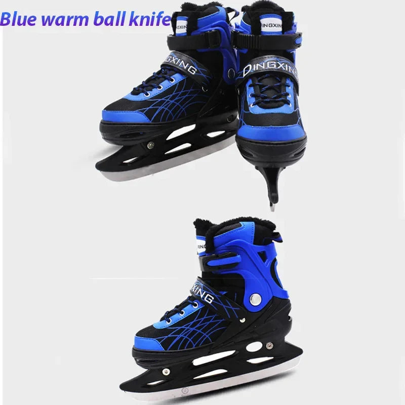 Chaussures de patins à glace extensibles, chaussures de hockey sur glace réglables, chaussures de patinage de vitesse épaisses et chaudes pour filles, garçons, femmes et hommes